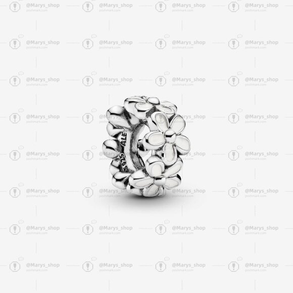 Pandora White Daisy Flower Spacer Charm|Pendant - Picture 1 of 2